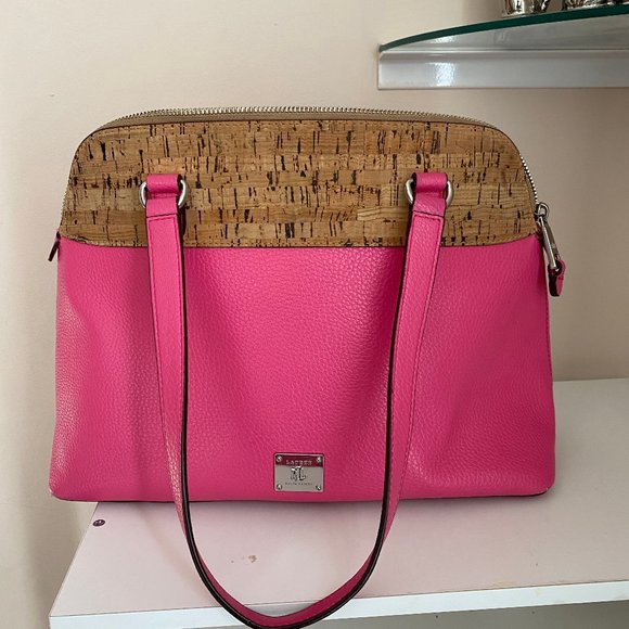 Ralph Lauren Hanway Cork Dome Azalea Satchel - Picture 2 of 6